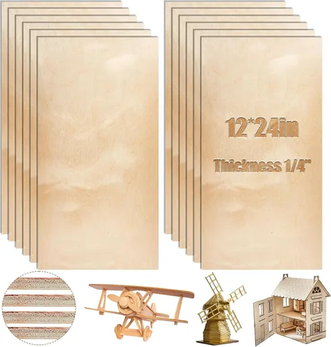 Vista 9 de Juexica 1 Pcs 6 mm Birch Plywood 12 x 12 in Craft Wood Unfinished Plywood Sheets for DIY Projects Wood Engraving Burning Drawing Painting Laser