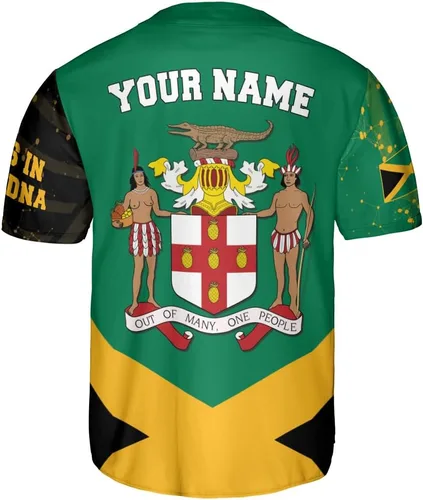 Vista 3 de Camiseta de béisbol de Jamaica con nombre personalizado, camiseta jamaicana personalizada, uniforme de orgullo de Jamaica, unisex, S-5XL