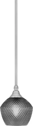 Vista 169 de Toltec Lighting Tallo Colgado Mini colgante, acabado de cobre negro, 3.5" cuadrado humo burbuja vidrio