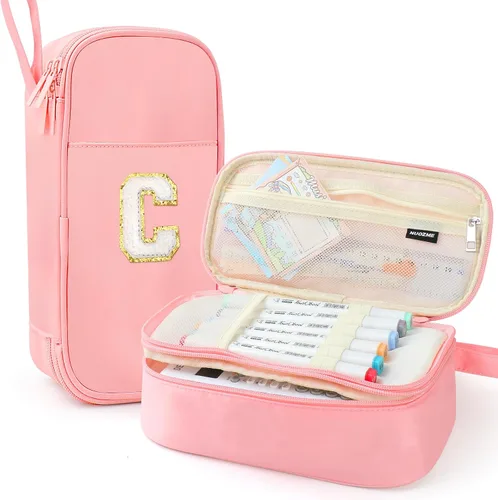 Vista 102 de Estuche Grande para Lápices, Bolsa de Lápices de Gran Capacidad, Bolsa de Lápices Personalizada con Inicial con Cremallera Suave, Múltiples