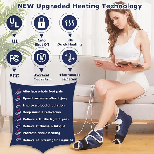 Vista 2 de CAMECO 1 par de almohadillas térmicas de pies para neuropatía de pies, calentadores de pies térmicos para mujeres y hombres, almohadilla de terapia