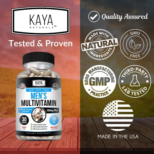 Vista 4 de Kaya Naturals Multivitamínico para hombres - Multivitamínico para próstata para hombres - Suplemento diario multimineral - píldoras para hombres