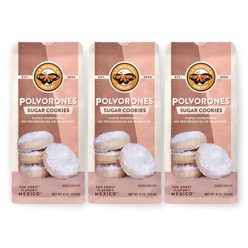 Vista 16 de Galletas de mantequilla mexicanas, 3.6 onzas (paquete de 3), hechas con mantequilla real e ingredientes simples por La Monarca Bakery