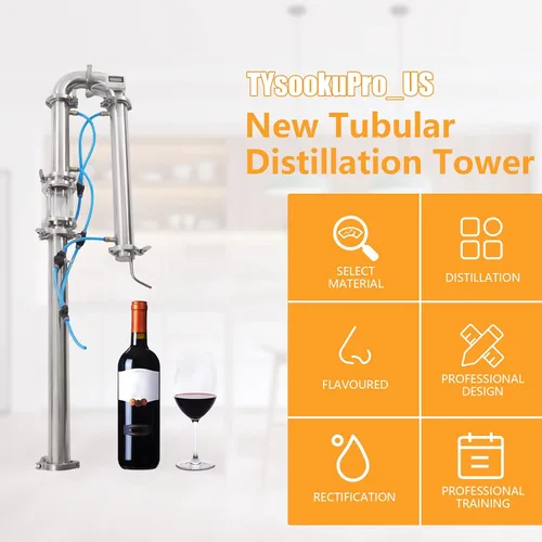 Vista 6 de Nueva torre de destilación tubular con malla de cobre de vidrio de vista 2 '' destilador de equipo de elaboración de cerveza nacional, columna