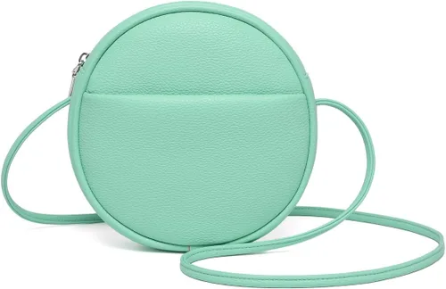 Vista 38 de Bolso circular para mujer, bolso cruzado redondo con cremallera Verde militar/nailon