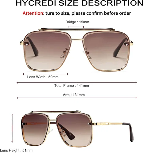 Vista 6 de Hycredi Tony Stark - Lentes de sol para hombres y mujeres, lentes de aviador cuadrados clásicos con protección UV