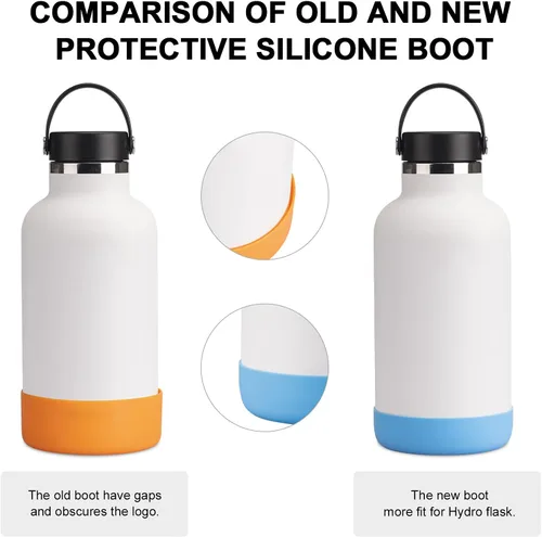 Vista 5 de koodee Funda protectora de silicona para Hydro Flask de 12 onzas, accesorios para botellas de agua deportivas, funda inferior antideslizante