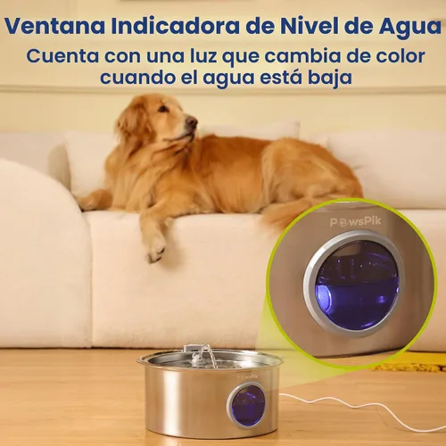 Vista 4 de PawsPik Fuente de agua para perros de acero inoxidable ultra silenciosa, 1.8 galones