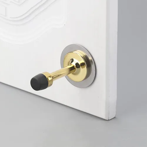 Vista 6 de MroMax Tope de puerta parachoques protector de pared amortiguador de sonido soporte de pared con punta de goma, tono dorado, 1 unidad