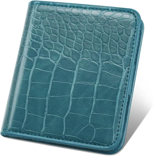 Vista 7 de Billetera para mujer, pequeña, plegable, para tarjetas de crédito, con bloqueo Rfid, de lujo, piel sintética, de cocodrilo, monedero pequeño
