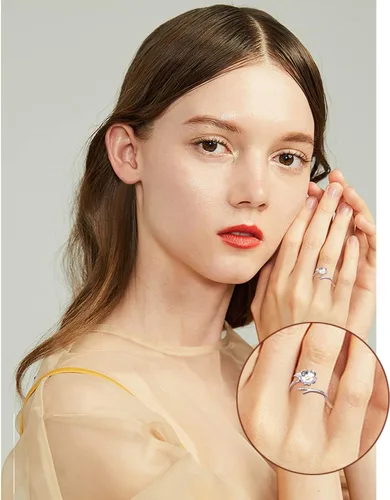 Vista 5 de Yearace Forget Me Not - Anillos para mujer, de plata de ley, Myosotis Scorpioides, floral, ajustable, con flores