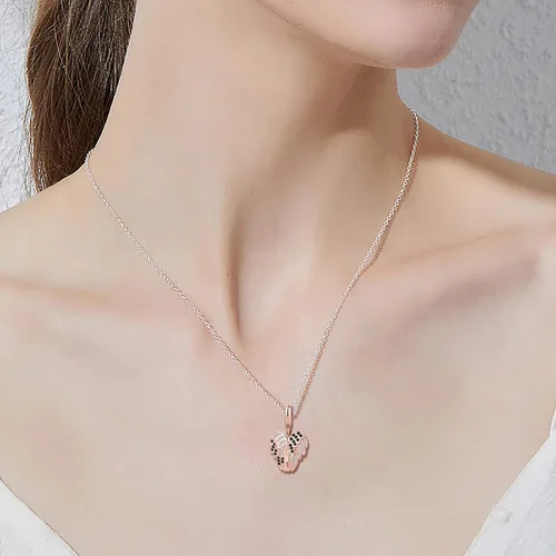 Vista 4 de Key to My Heart - Ala de ángel infinito con cristal transparente y oro rosa para pulsera europea