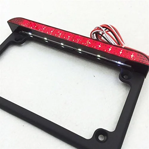 Vista 7 de SMT-Universal compatible con/Suzuki/Yamaha/Kawasaki/Harley Compatible con placa de matrícula LED negra completa de 6 pulgadas Fram Motorcycle