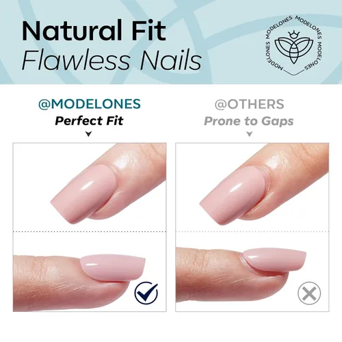 Vista 78 de Modelones Uñas postizas cuadradas cortas, color blanco y rosa, 32