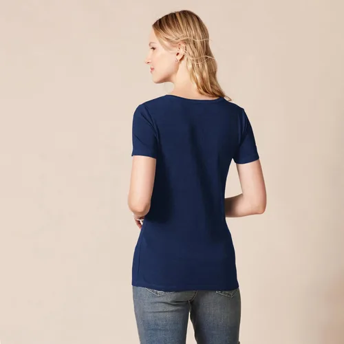 Vista 3 de Tienda Essentials Women's Regular-Fit Short-Sleeve T-Shirt (Crewneck and V-Neck Options), Multipacks