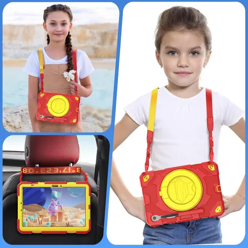 Vista 5 de Timecity Funda para Samsung Galaxy Tab S10 Lite/S10 FE/ S9 FE/ S9 con protector de pantalla, soporte para bolígrafo [agarre giratorio de 360º]