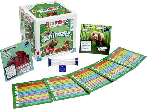Vista 5 de BrainBox - Juego de cartas de animales – Memoria y observación, 55 tarjetas de escenas detalladas, trivia familiar para niños y adultos, a partir