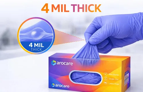 Vista 4 de AroCare Examination Nitrile Gloves, Disposable, Powder-Free, Latex-Free, Multi-Purpose Protective Gloves for Medical