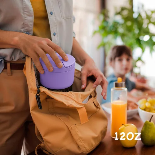 Vista 6 de Termo de sopa de 12 onzas para comida caliente para niños, tarro de comida aislado al vacío, termo de sopa sin torsiones para comida caliente
