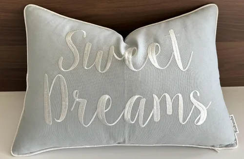 Vista 5 de Rudransha Sweet Dreams - Funda de almohada lumbar gris oscuro de 12 x 18 pulgadas, funda de cojín de algodón con cita bordada, buena noche de sueño
