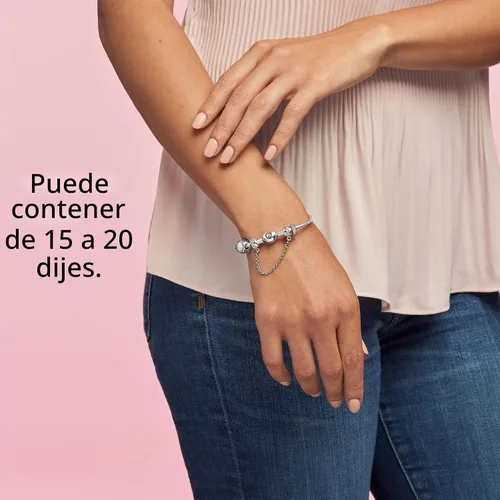 Vista 8 de Pandora Jewelry – Pulsera con colgante de corazón y cadena de serpiente para mujer en rosa Pandora y plata fina sin piedra, plata de ley, 0