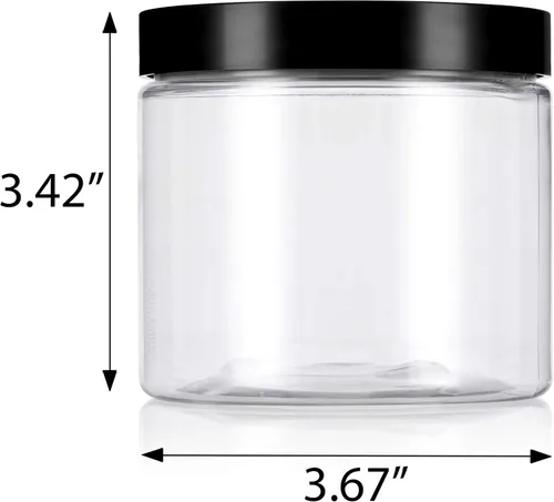 Vista 2 de Frascos x 6 unidades recargables, de plástico transparente, libre de BPA, de 16 oz, con etiquetas.