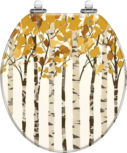 Vista 14 de Asiento de inodoro alargado con textura de tablón de madera blanca envejecida, asiento de inodoro de resina con encanto rústico con bisagras
