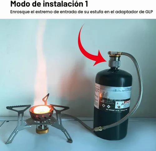 Vista 5 de Hotop Adaptador de estufa de camping de 2 piezas, propano de 1 libra a