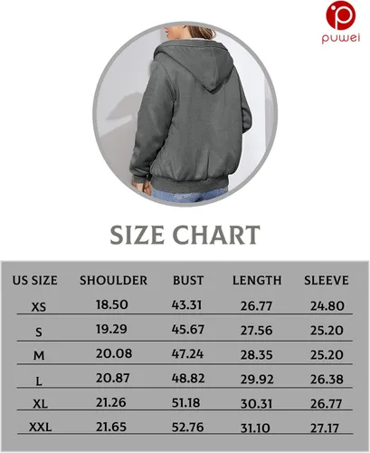Vista 3 de PUWEI - Sudadera con capucha, con zíper y forro de felpa grueso, para mujer