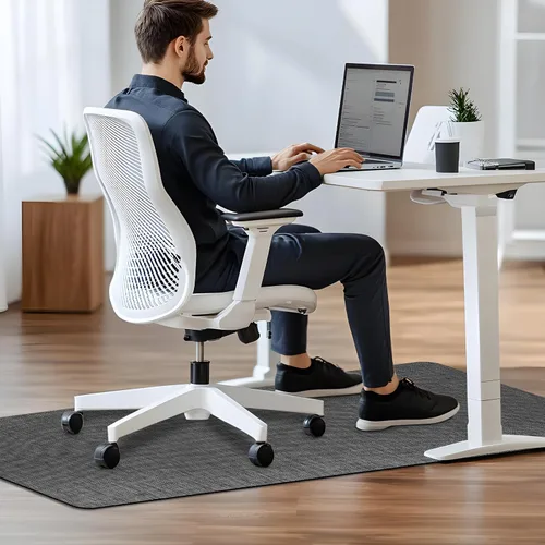 Vista 4 de AiBOB Alfombrilla para silla de oficina para suelo de madera dura y baldosas, 36" x 48" resistente para computadora y silla de escritorio