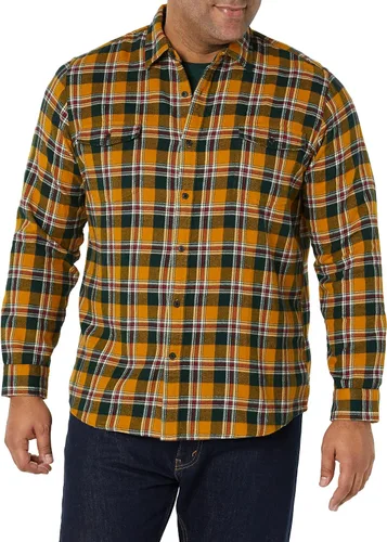 Vista 4 de Tienda Essentials Camisa de franela de manga larga con dos bolsillos para hombre