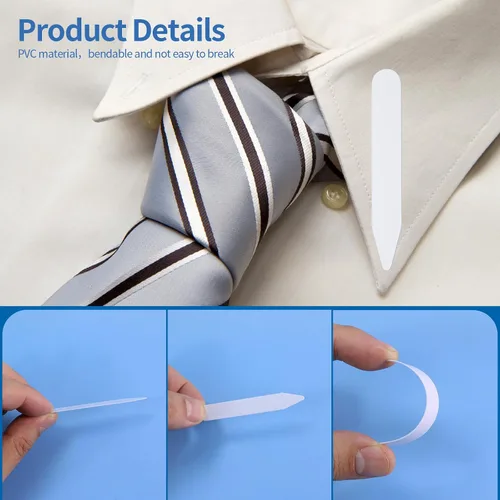 Vista 4 de 112 piezas de estancias para cuello para camisas de vestir de hombre, cuello de plástico, insertos de cuello de camisa para cualquier camisa