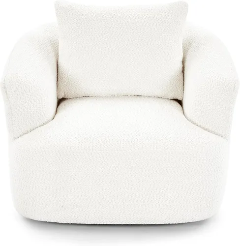 Vista 7 de Silla giratoria de 360°, sofá de 38.2 pulgadas, sofá tapizado de tela Boucle con barril giratorio con una almohada para sala de estar, dormitorio