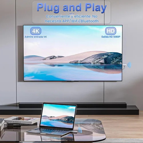 Vista 2 de Transmisor y receptor HDMI inalámbrico para PC/cámara/portátil/TV Box, 100FT Plug & Play, No WiFi/App/Bluetooth, 1080P Output, 4K Decode, Metal