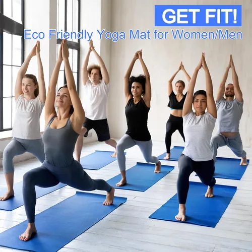Vista 4 de Alfombrilla de yoga de 0.118 pulgadas de grosor a granel, antideslizante para ejercicio, entrenamiento, fitness, para mujeres y hombres, gimnasio