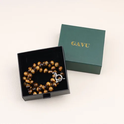 Vista 7 de GAVU Collar con cuentas anudadas a mano para hombre, Collar de cristal para hombres