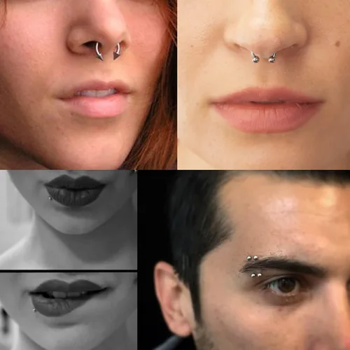 Vista 7 de BLISI 8PCS Body Piercing Jewelry Lot 16G Titanium Nose Septum Lip Cartilage Tragus Eyebrow Industrial Barbell Horseshose Piercing Kit Jewelry
