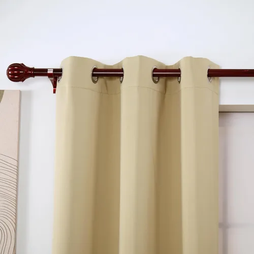 Vista 2 de INLINAS Cortinas opacas para dormitorio, aislamiento térmico, reducción de ruido, juego de 2 paneles de ahorro de energía, beige, 42 pulgadas