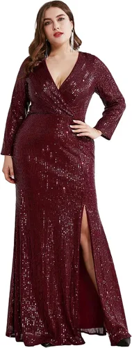 Vista 2 de Ever-Pretty Vestido de invierno para madre de novia con lentejuelas, manga larga, Año Nuevo, cóctel, fiesta de Navidad