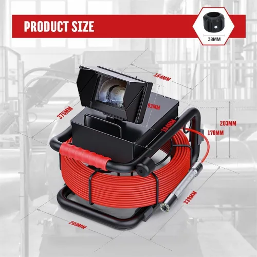Vista 6 de Cámara de alcantarillado de 165 pies/164.0 ft, cámara de inspección de tuberías con 16G DVR IP68 boroscopio impermeable con luces LED, endoscopio