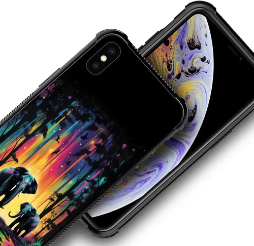 Vista 14 de Funda compatible con iPhone XR, diseño de elefantes africanos para niñas, diseño de patrón a prueba de golpes, antiarañazos, carcasa trasera
