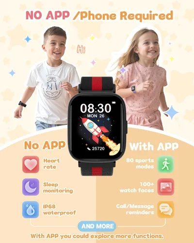 Vista 3 de Reloj inteligente para niños sin necesidad de teléfono ni aplicación, reloj de seguimiento de actividad física de 1.83" con podómetro, contador