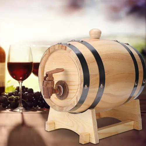Vista 5 de Mini barril de vino de madera de pino para el hogar, equipo de elaboración de cerveza de madera para tequila, whisky, ron envejecimiento