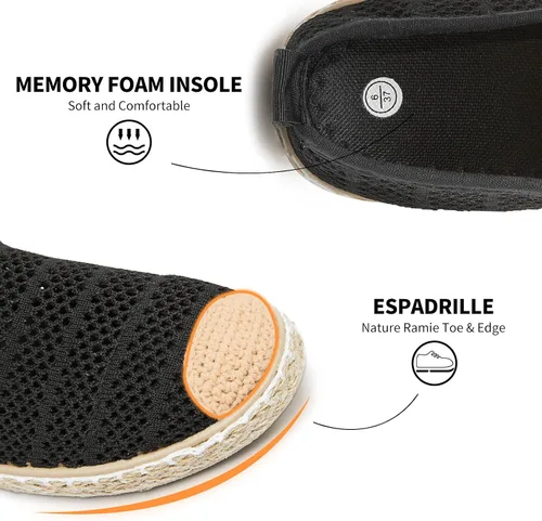 Vista 4 de BABUDOG Zapatos planos de malla transpirable para mujer, mocasines suaves, mocasines blancos sin cordones