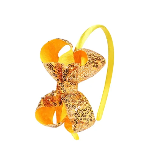 Vista 6 de Diademas con lazo para el pelo con lentejuelas brillantes, lazos de cinta para niñas, niños y mujeres (negro)