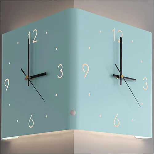 Vista 12 de KYOFIS Reloj de pared Corne de doble cara, reloj de pared digital de esquina con escala numeral, funciona con pilas, reloj de pared silencioso