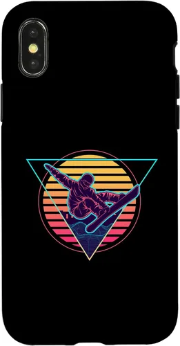 Vista 4 de iPhone 15 Retro Futuristic Snowboarder Synthwave Snowboarding Case