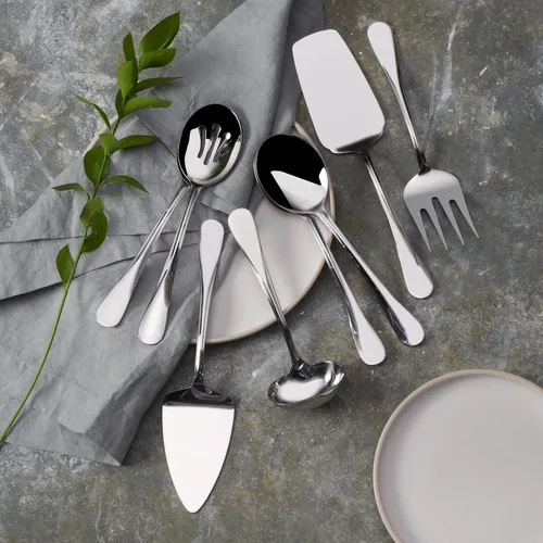 Vista 5 de Gourmet Basics by Mikasa 5181046 Kaylee Juego de 8 piezas de acero inoxidable para servir