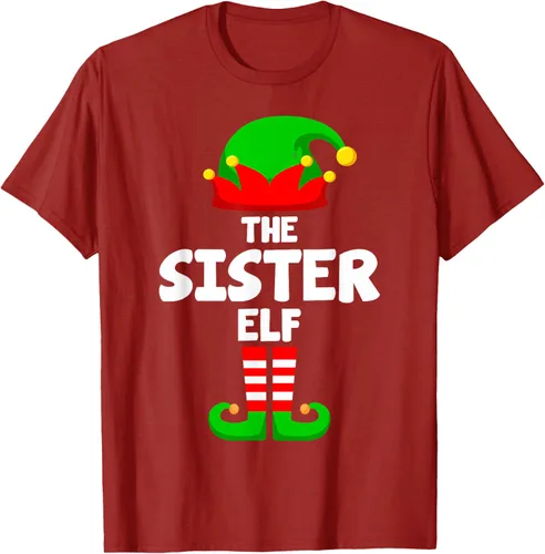 Vista 5 de Sister Elf Matching Family Christmas T-Shirt, Negro
