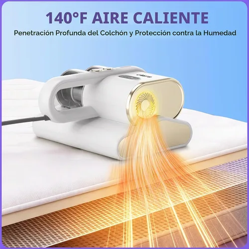 Vista 5 de Aspirador de colchón, aspiradora de cama de 16Kpa con luz UV‑C de Blanco